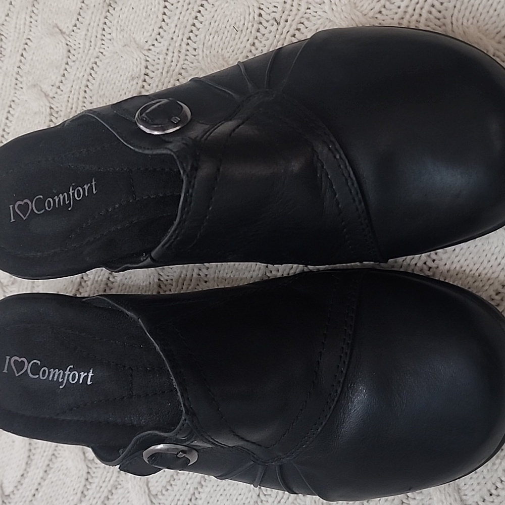 Comfort Black Leather Mules - Picture 3 of 9